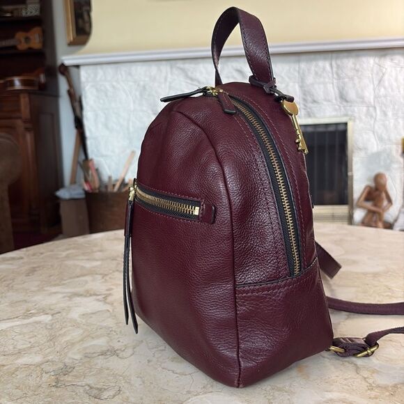 Fossil Megan Leather Small Backpack Burgundy - Picture 4 of 16
